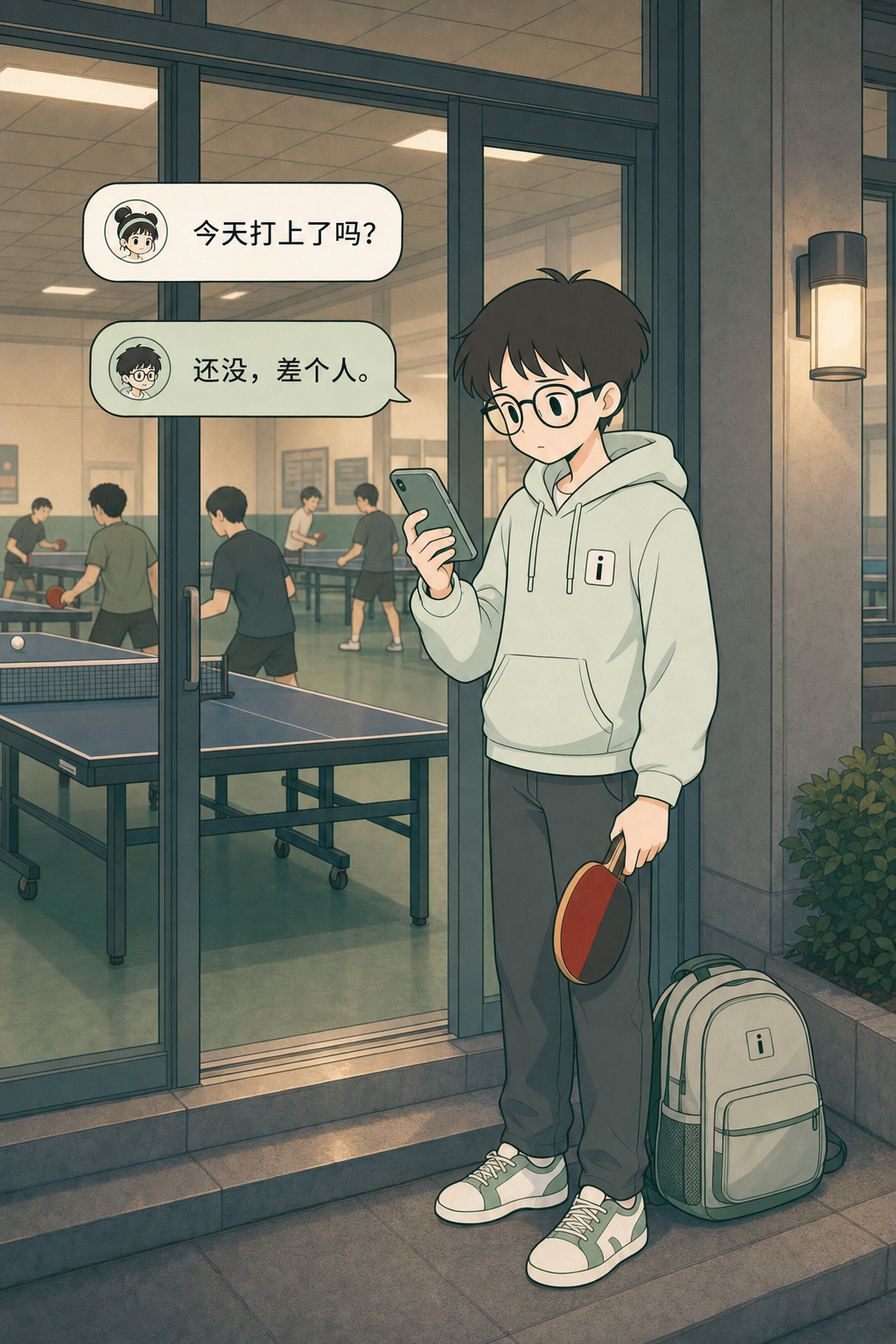 毕业后站在球馆门口
