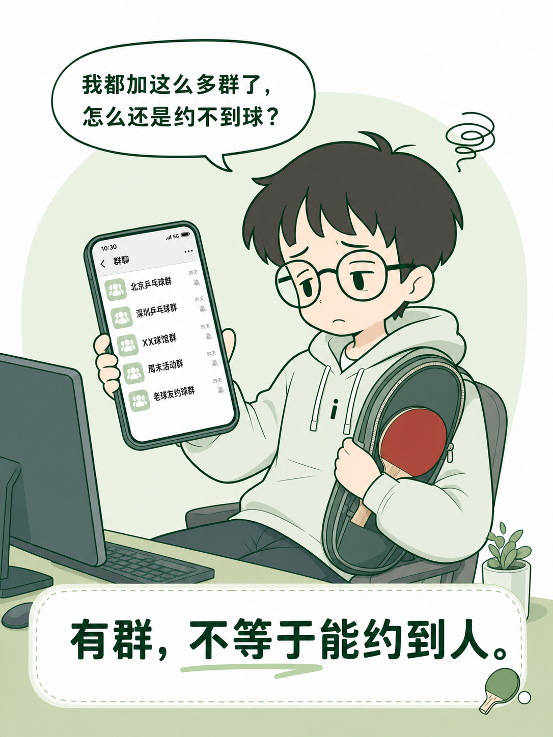 小i翻看一堆约球群，还是不知道该找谁
