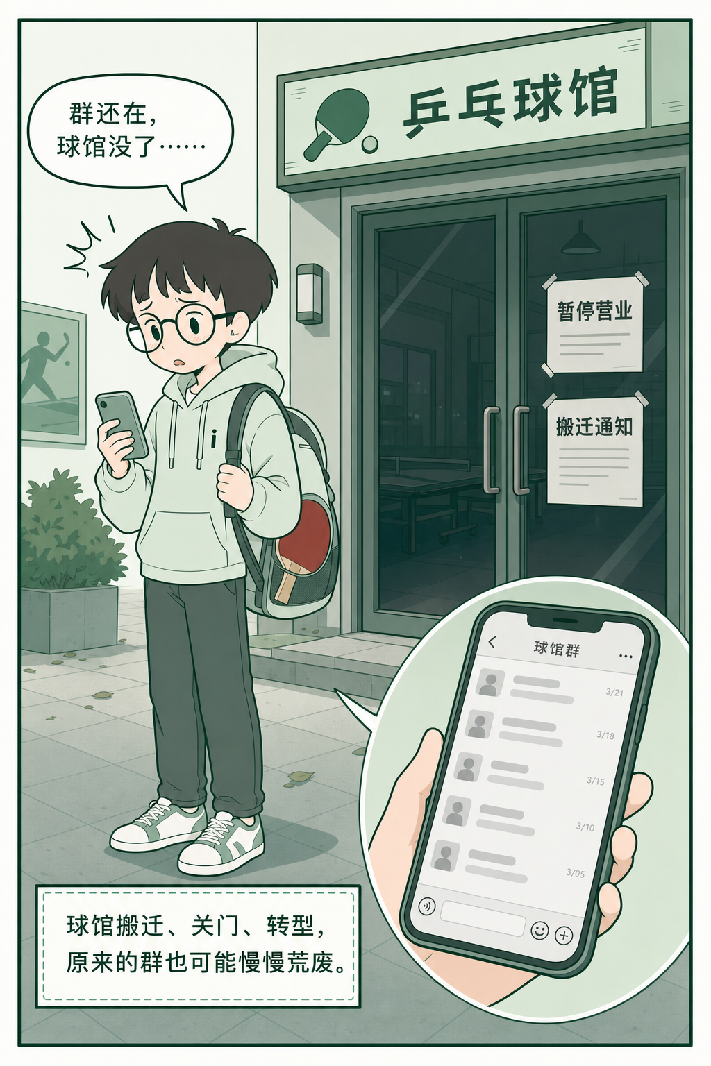 球馆搬迁或关门后，原来的群也可能慢慢荒废